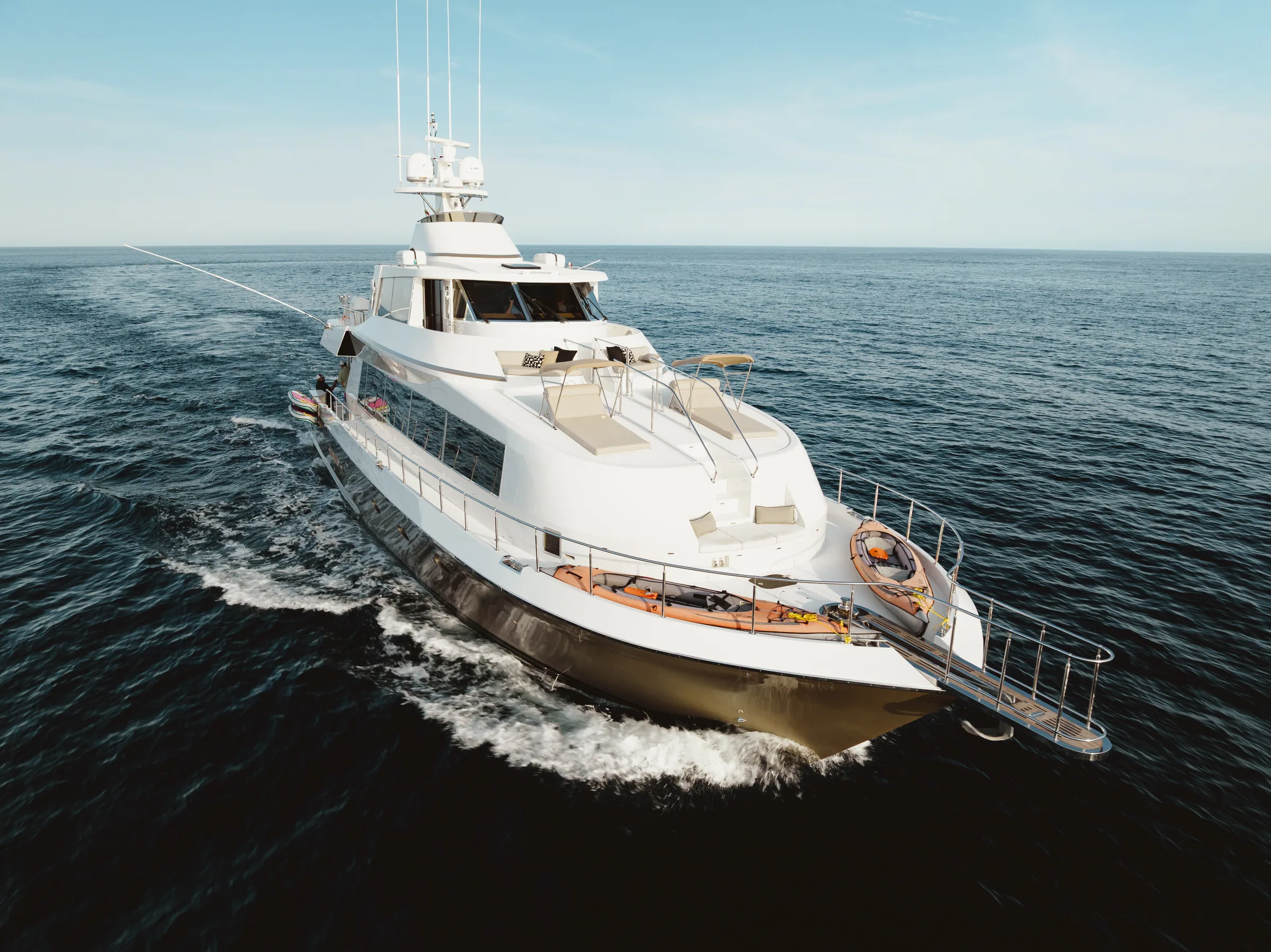 Luxury sportfishing yacht cruising the Sea of Cortez