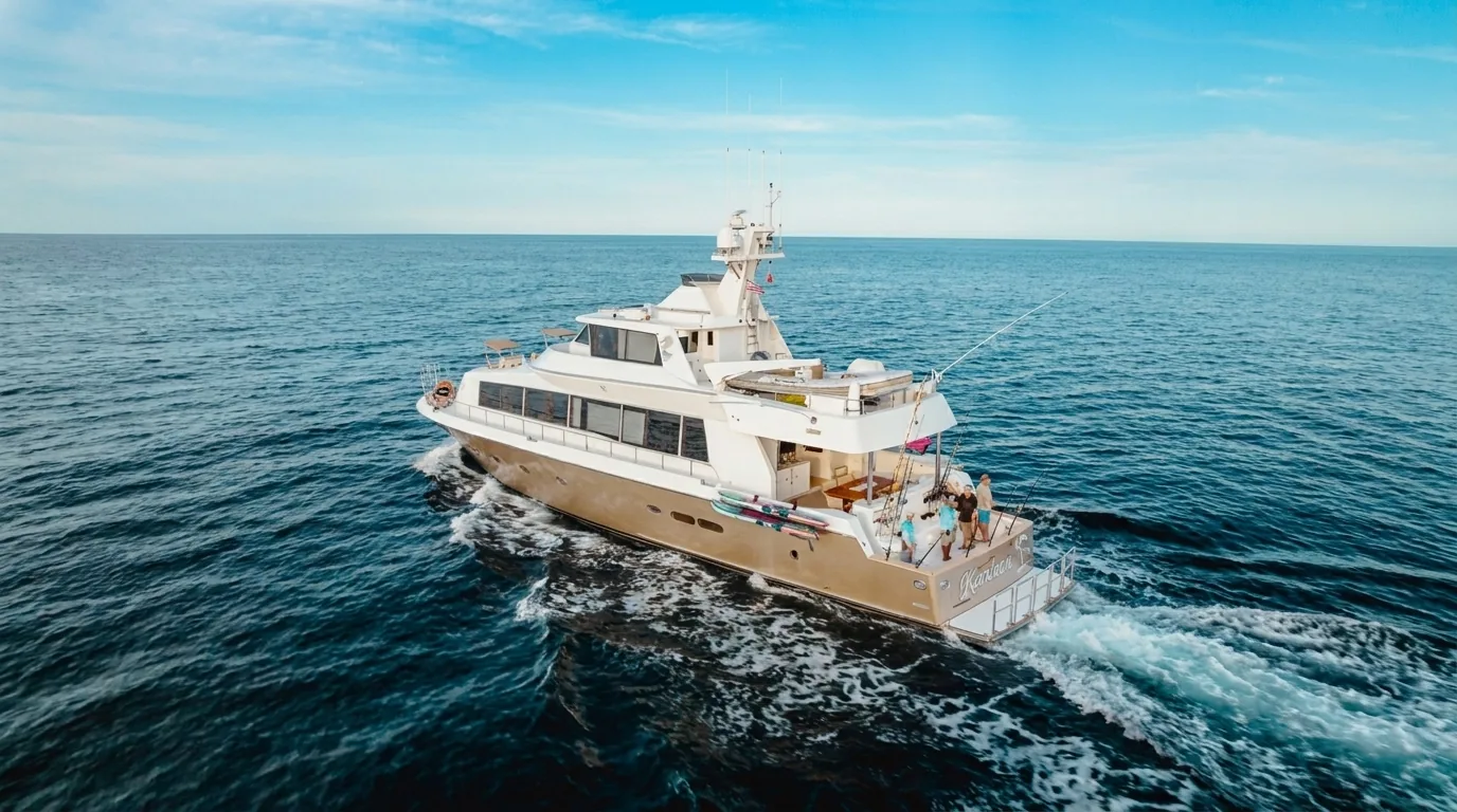 Luxury yacht charter cruising the Sea of Cortez off Cabo San Lucas